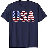 USA T Shirt Patriotic American Flag Men Women Kids July 4th T-Shirt