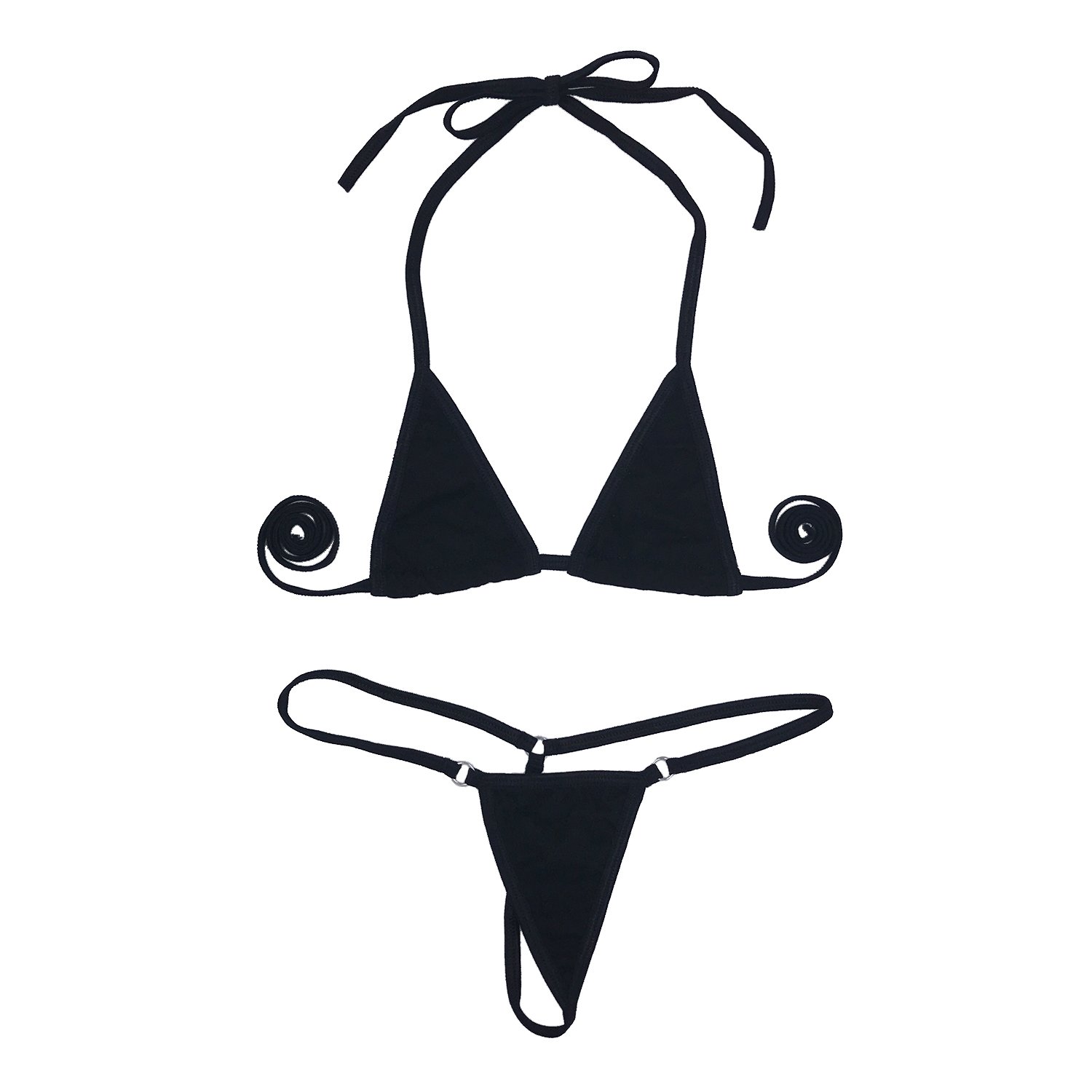 Oneheekini Women Sexy Halterneck Mini Micro Bra Charming Bikini G String Bottom Set