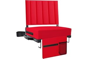 Aliphon Stadium Seat for Bleachers with Back Support and Cushion, Bleacher Seats with Shoulder Strap and Cup Holder, Padded Portable Folding Comfort Stadium Chair, for Sports Events, Red (1pcs)