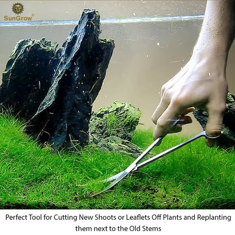 Aquarium Tool Kit (5pcs) by SunGrow -- Perfect Aquascaping Tools - Includes Straight & Curved Scissors, Substrate Spatula, Straight & Bent Tweezers - Stainless Steel - No Rust - Convenient Operation