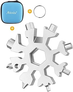 Aitsite Schneeflocke Multi-Tool 18-in-1 Tragbares Edelstahl-Multifunktionswerkzeug für Outdoor-Abent (Silber)
