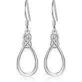 SHAOAN Infinity Knot Twist French Earrings for Women 925 Sterling Silver Teardrop Long Dangle Earrings Mother's Day Jewelry Gifts for Women Mom Daughter