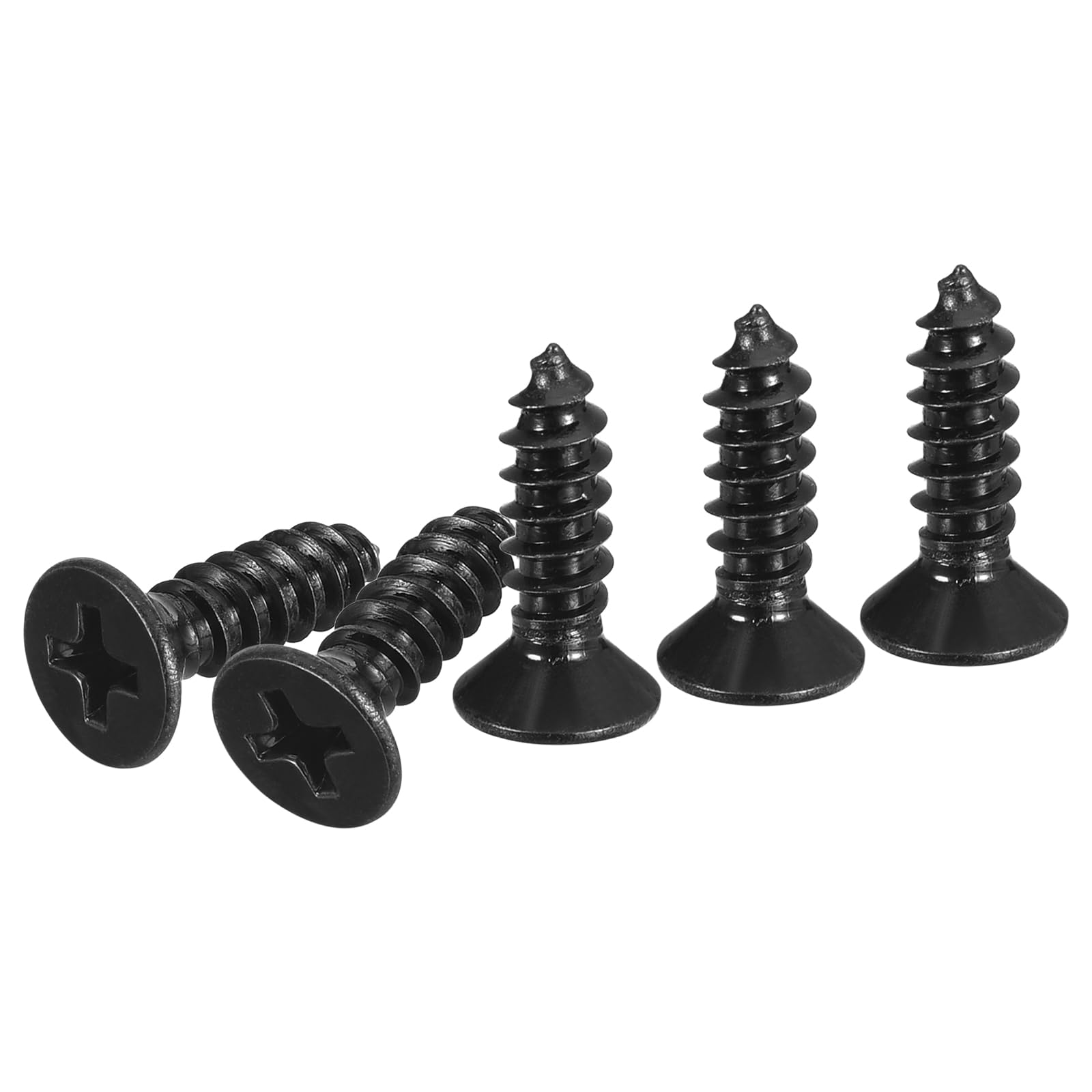 DTGN 100Pcs #10x5/8" Flat Head Wood Screws, Carbon Steel Phillips Self Tapping Screws - Good for Woodworking, Furniture - Black