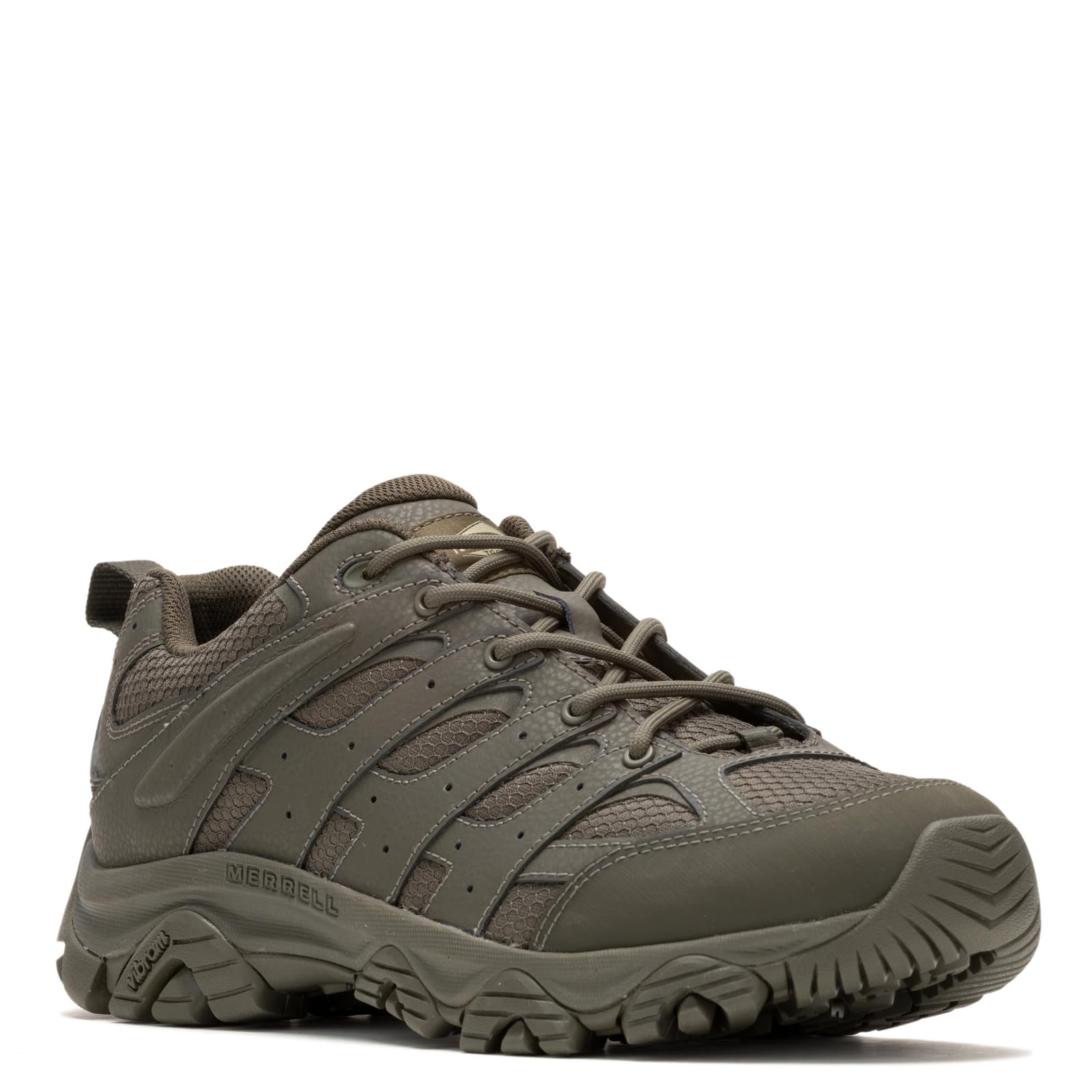 Merrell Men’s Moab 3 Tactical Industrial Shoes, Waterproof Coated Leather & Mesh Upper Combat Outdoor Work Boots Industrial Shoe, Dark Olive, 6.5
