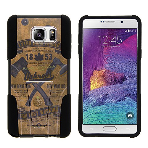 Note 5 Case, Dual Layer Shell STRIKE Impact Kickstand Case with Unique Graphic Images for Samsung Galaxy Note 5 SM-N920 by MINITURTLE - Vintage Axe Tag