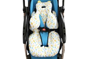 AIPINQI Head and Body Support Pillow with Neck Support for Baby Car Seat and Strollers (White Pineapple)