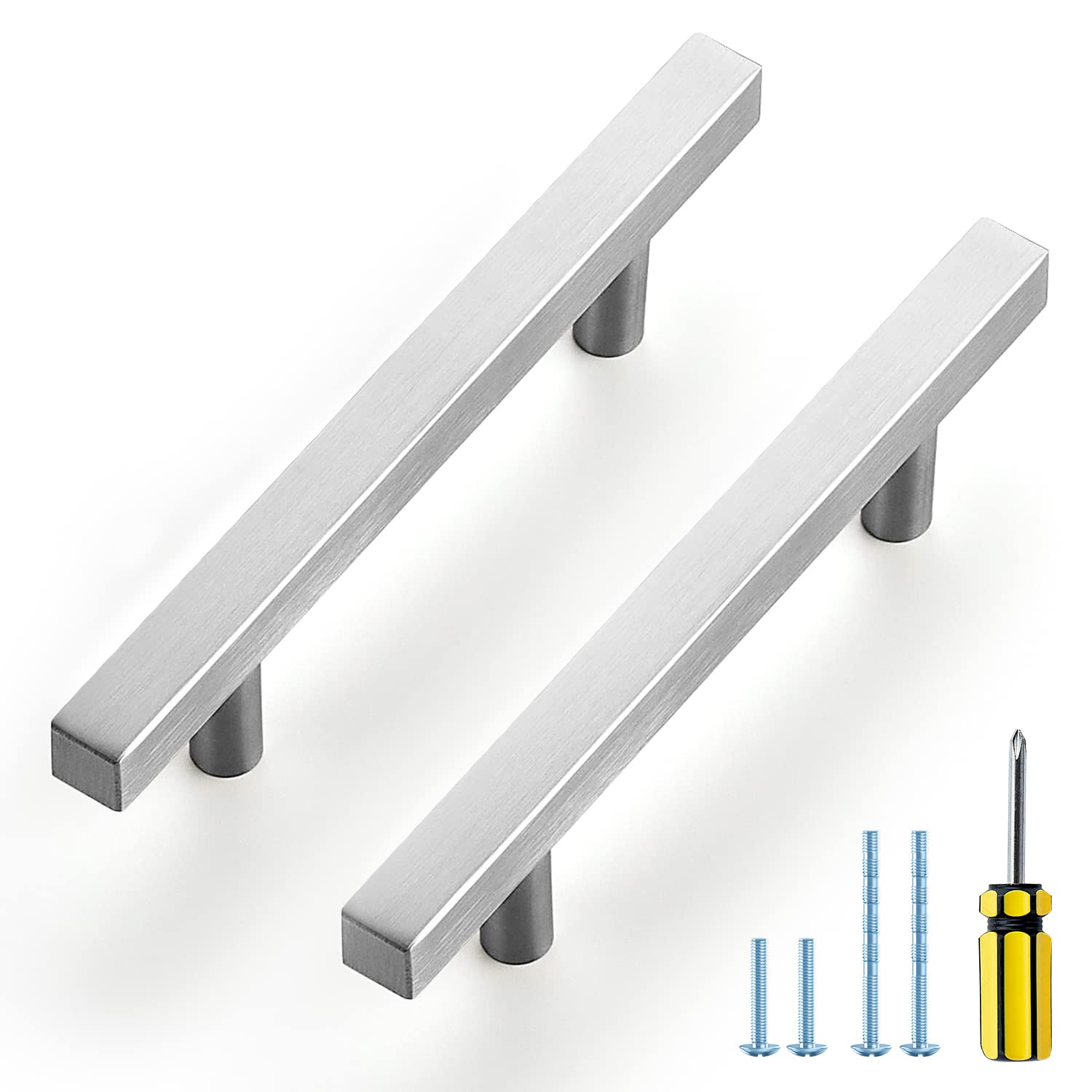 Photo 1 of Ravinte Brushed Nickel Cabinet Handles 30 Pack 3-1/2 inchSatin Nickel Square Cabinet Pulls Silver Hardware for Kitchen Cabinets 6 inch Overall Length Stainless Steel Drawer Pulls