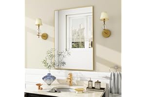 BEAUTYPEAK Wall Mirror 26" x 38" Rectangle Mirror with Aluminum Alloy Frame Hanging Mirror, Gold