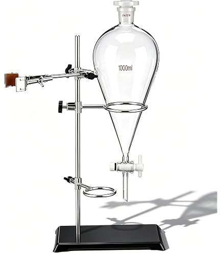 DONLAB 1000 Ml Glastrenntrichter-Set Mit PTFE-Hahn, Stahlständer, Klemme & PP-Halter – Ideal Für Präzise Labortrennungen