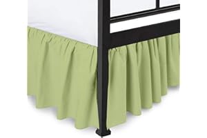 Peace Sleep Bedding - Ruffled Bed Skirt with Split Corners, Sage, Queen 16 Inch Drop Bedskirt, Hotel Quality Brushed Microfiber Wrinkle Free Dust Ruffle Bed Skirt Queen Size