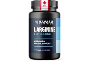 L-Arginine & L-Citrulline Supplement | Stamina, Endurance, Workout & Performance Support for Men | 590 mg L Arginine + L Citr