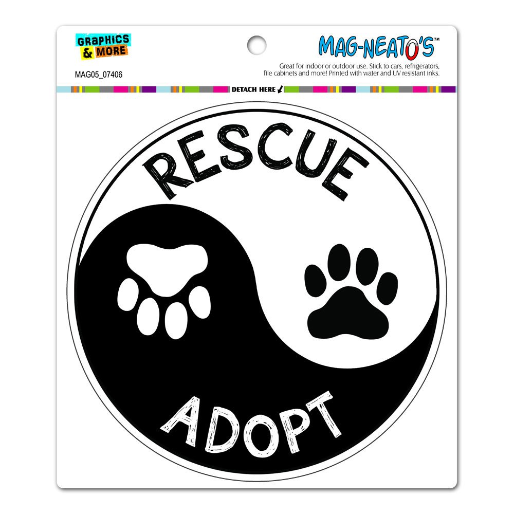 Rescue Adopt Yin Yang - Paw Prints Animals Dogs Cats Circle MAG-NEATO'S™ Automotive Car Refrigerator Locker Vinyl Magnet
