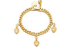 Ethlyn Bracelets for little girls 18K Gold Plated Cuban Link Chain Bracelets Bells Dangle Charms Little Girls Jewelry