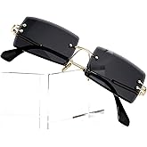 PORADAY Rectangle Sunglasses for Women Men Vintage Rimless Square Sun Glasses Candy Color