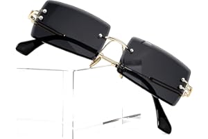 PORADAY Rectangle Sunglasses for Women Men Vintage Rimless Square Sun Glasses Candy Color