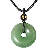 Wizock Feng Shui Green Aventurine Donut Circle Pendant Necklace Protection and Prosperity Necklaces for Women Men Positive Energy Unisex Adjustable