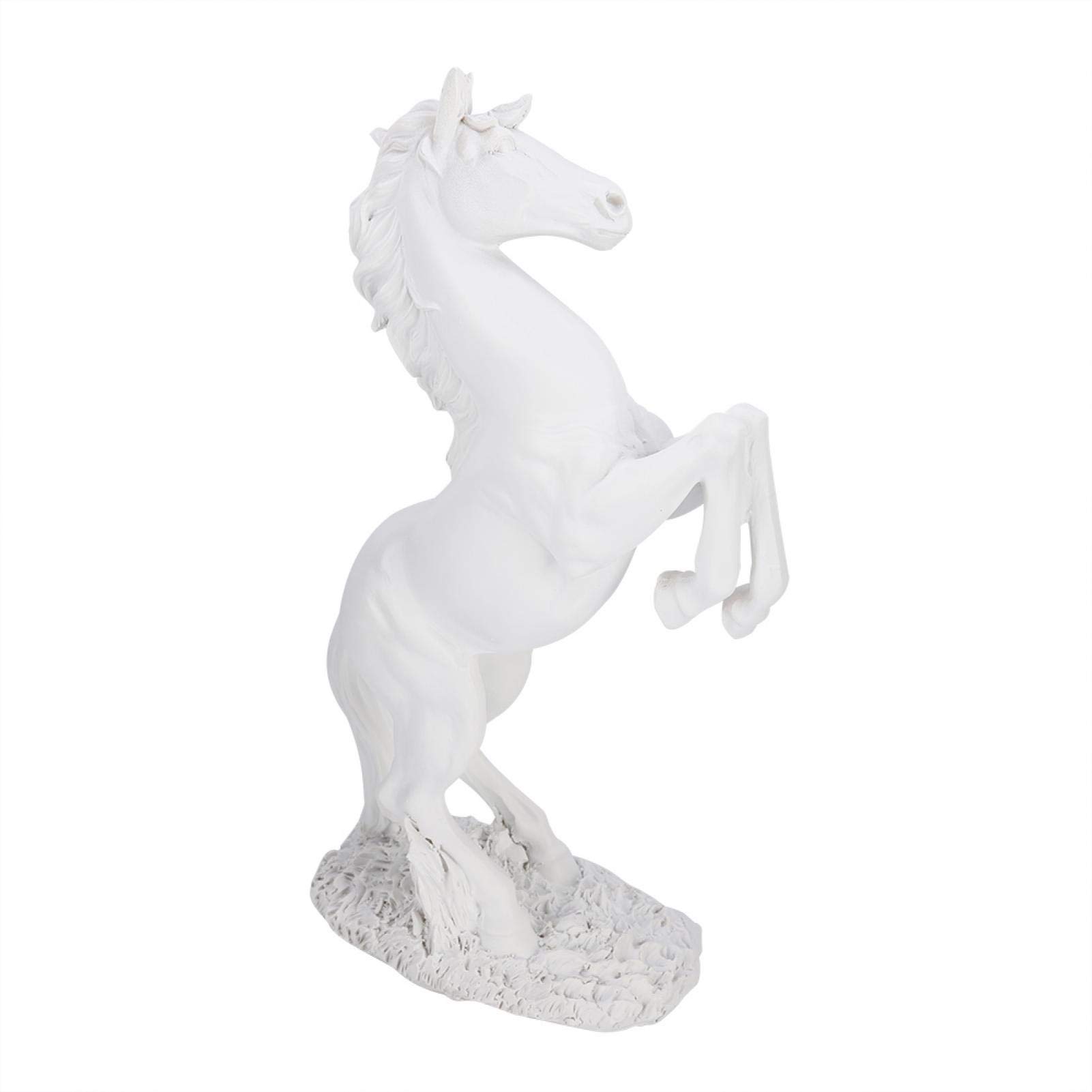 Weiyiroty Lucky Gifts Resin Horse Statue Sculpture, Horse Standing Statue, 12.40x7.09 inch white/copper table decoration desktop decoration(bs-020 white)