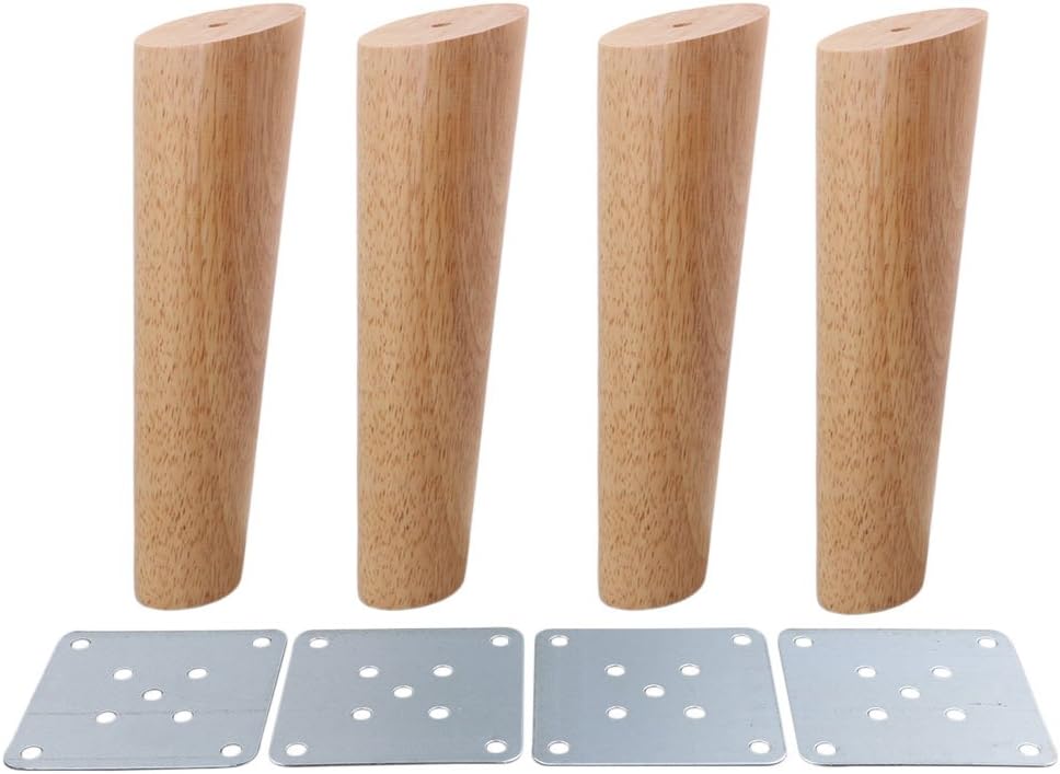4Pcs Wood Sofa Feet Oblique Tapered Wooden Furniture Legs Wood Color, 18cm with White Box
