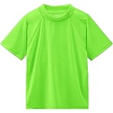 Baby Boys Swim Shirts Short Sleeve Rash Guard Infant Sun Protection UV SPF T Shirts Rashguard Swimwear Water Beach Tee Lightweight for Toddler Kids Neon Green 3-6M