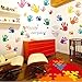 Wall Art Decal Sticker Set for Kids DIY Primary Color 26pcs Handprints Happy Everyday Bedroom Playroom Nursery Decor