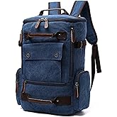 Jahomieo Vintage Canvas Backpack Casual Travel Rucksack 16inch Laptop Daypacks Hiking Camping Backpack
