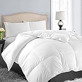 EASELAND Queen Size Down Alternative Comforter - Quilted Duvet Insert for All Seasons, Soft Lightweight with Corner Tabs, Summer Winter Warm Bedding, White 88×88 Inches