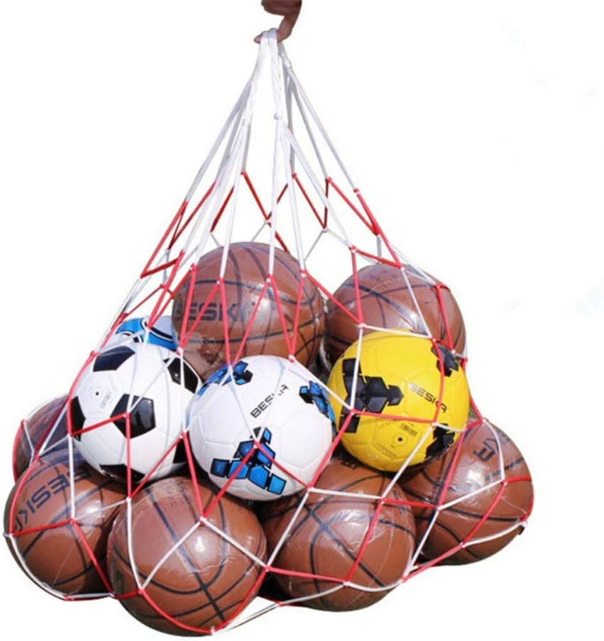 Wendy Mall White Red Basketball Storage Bag Football Soccer Sports Ball Mesh Net Nylon Bag Large Size Ball Carry Bag: Sports & Outdoors