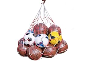 Wendy Mall White Red Basketball Storage Bag Football Soccer Sports Ball Mesh Net Nylon Bag Large Size Ball Carry Bag