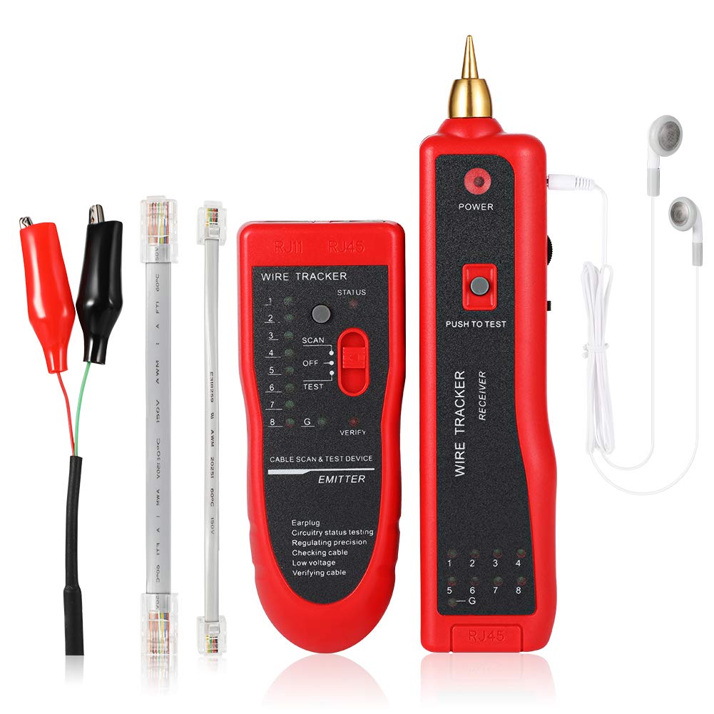 EECOO Network Cable Tester, Rj11 Rj45 Line Tracker Cable Finder, Used to Test The Continuity of Telephone Lines, Networks, Wires, Ordinary Metal Wires, Continuity, Crossover, Short Circuit.