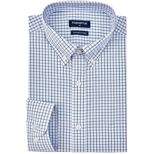 slim fit dress slacks Non-Iron Cotton Plaid Dress Shirt with Contrast Trim