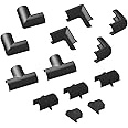 D-Line Small Cable Raceway Accessory Pack, Join 0.78in x 0.39in Cord Cover Lengths, 13 Accessories Included, Hide Cords Around a Variety of Angles - Black