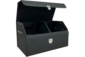 Wuatow Trunk Organizer for Car,Trunk Organizer for SUV & Sedan,With lid,Multi-functional,Foldable Cargo Stotage Box - Black - Small