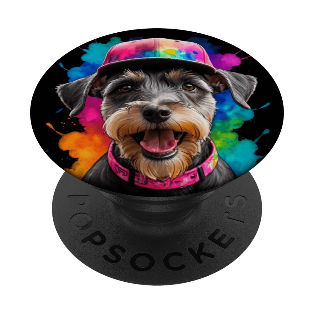Miniature Schnauzer Snapback Cap Mini Dog Print Graphic PopSockets Swappable PopGrip