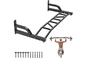 SELEWARE 48'' Heavy Duty Pull Up Bar Wall Mount Multi-function Chin up Bar with Home Gym Cable Pulley System LAT Pulldown Wor