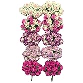 RATREE 888 100 pcs mini Rose Mixed Pink Colors Mulberry Paper Flower 15-18 mm Scrap Booking Wedding DIY Craft Supplies Card, Small Roses (Mixed Pink)