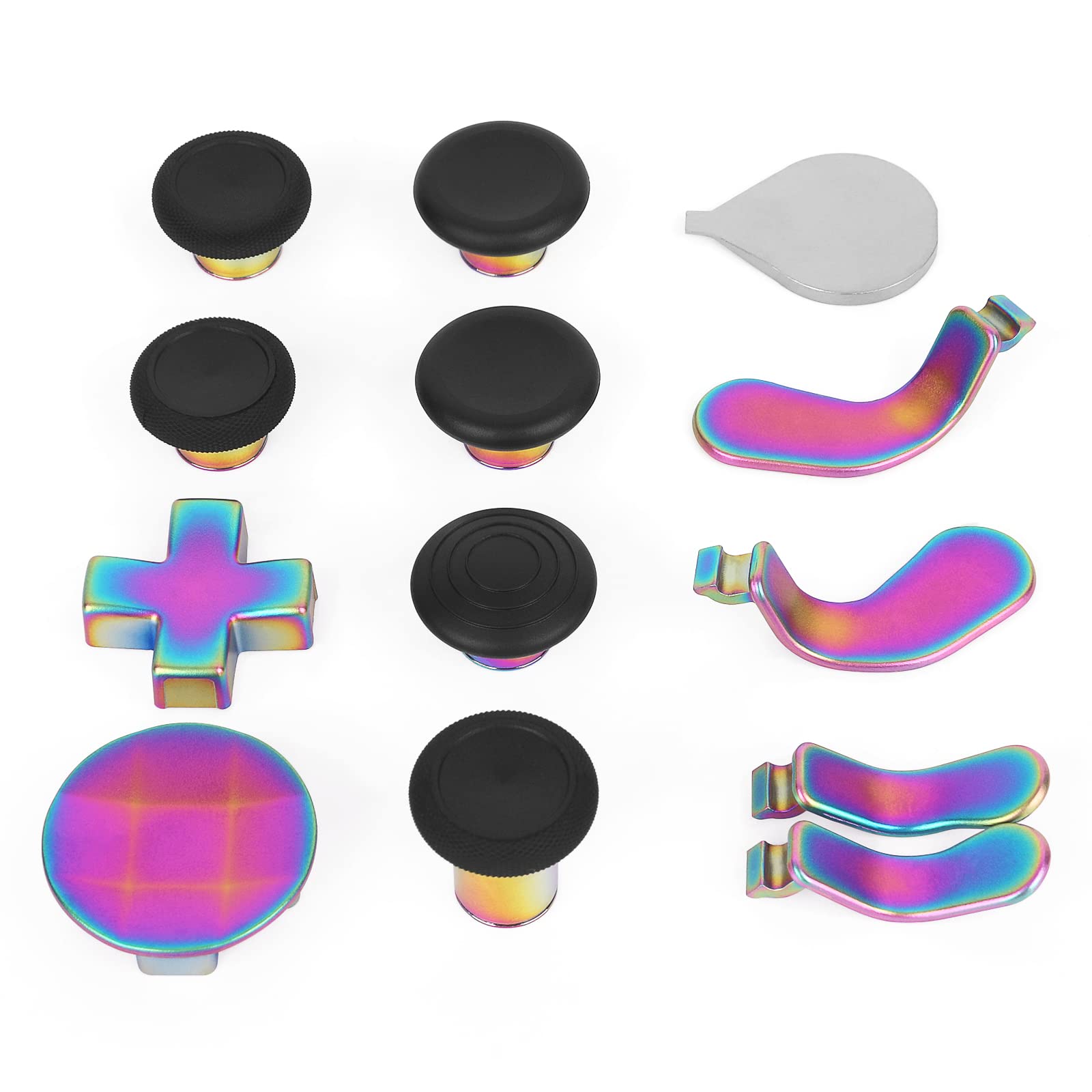 13 in 1 Metal Thumbsticks for Xbox One Elite Series 2 Controller, Elite Series 2 Core Controller Gaming Accessory Parts, Metal Mod 6 Swap Joysticks, 4 Paddles, 2 D-Pads, 1 Tool(Multi-Colored)