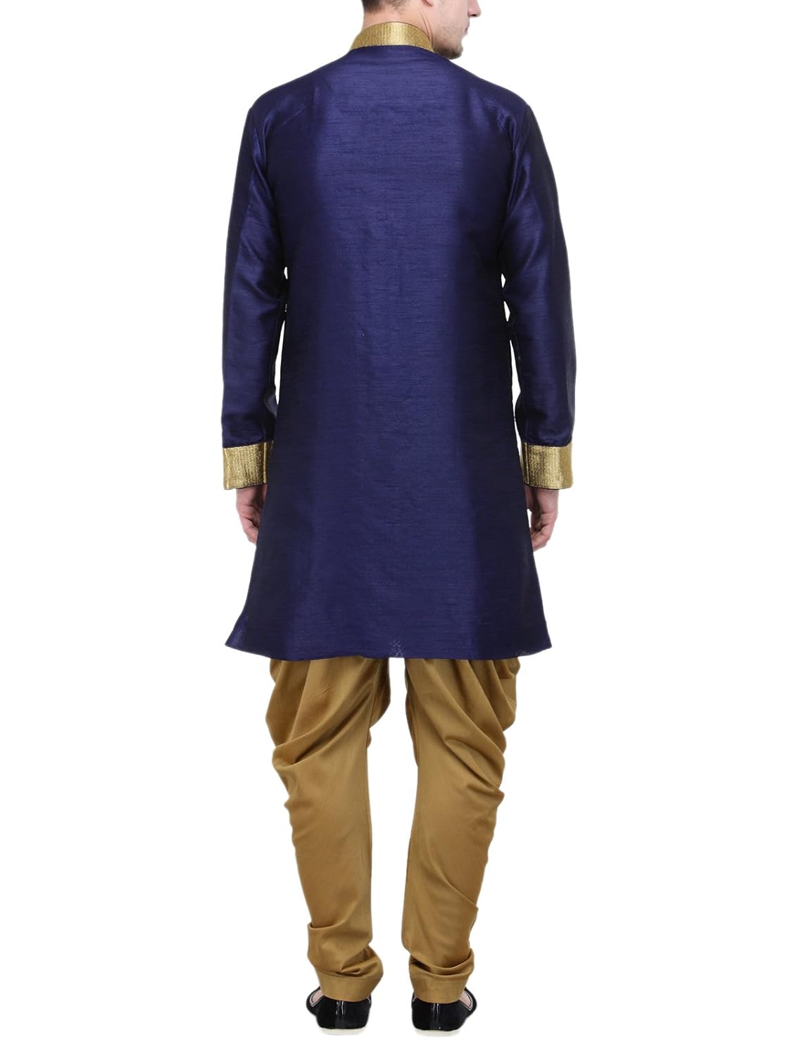 rg designers navy and gold plain sherwani for men