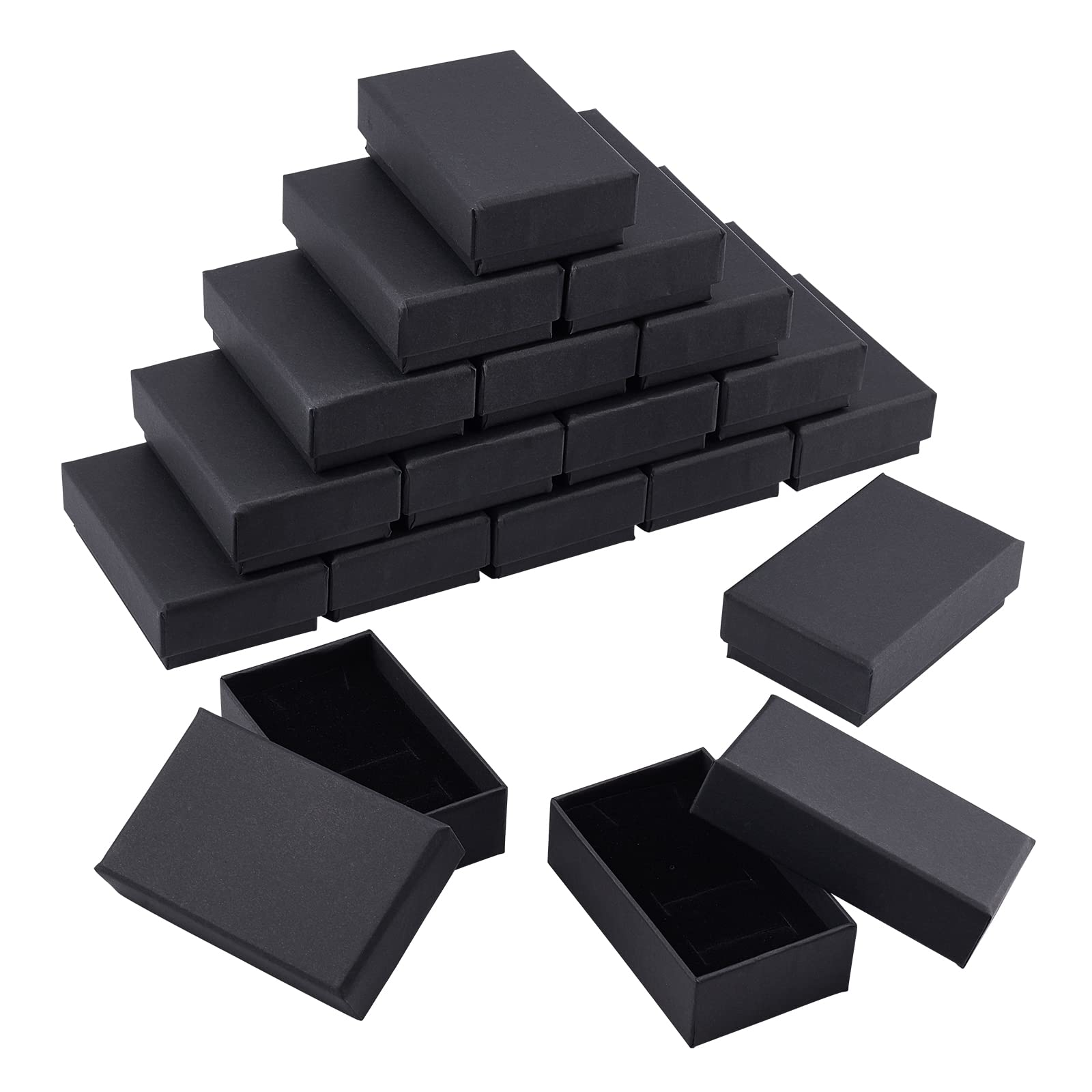 BENECREAT 24 Pack 8.7x5.5x2.8cm Black Necklace Ring Boxes Rectangle Black Cardboard Jewellery Box Small Gift Box with Velvet Filled for Anniversaries, Weddings or Birthdays