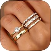 FUNRUN JEWELRY Gold Stackable Rings for Women Non Tarnish-14K Gold Plated Cubic Zirconia Wedding Bands Ring Set Dainty Stacking Statement Engagement Promise Rings for Women Trendy Thumb Ring Size 5-10