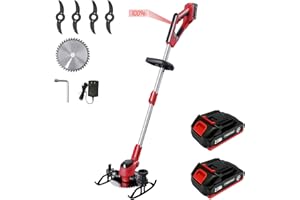 Korunria Cordless Weed Wacker & Edger & Lawn Mower with Two 2.0Ah Batteries, 3-in-1 Weed Wacker Battery Operated, Running Time 40~60 Mins Each Battery (Battery and Charger Included)