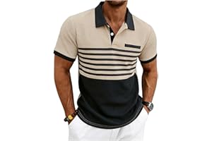 Knit Golf Shirts for Men Button Down Short Sleeve Shirt Lapel Neck Waffle Knitted T-Shirt Summer Work Tee Shirt
