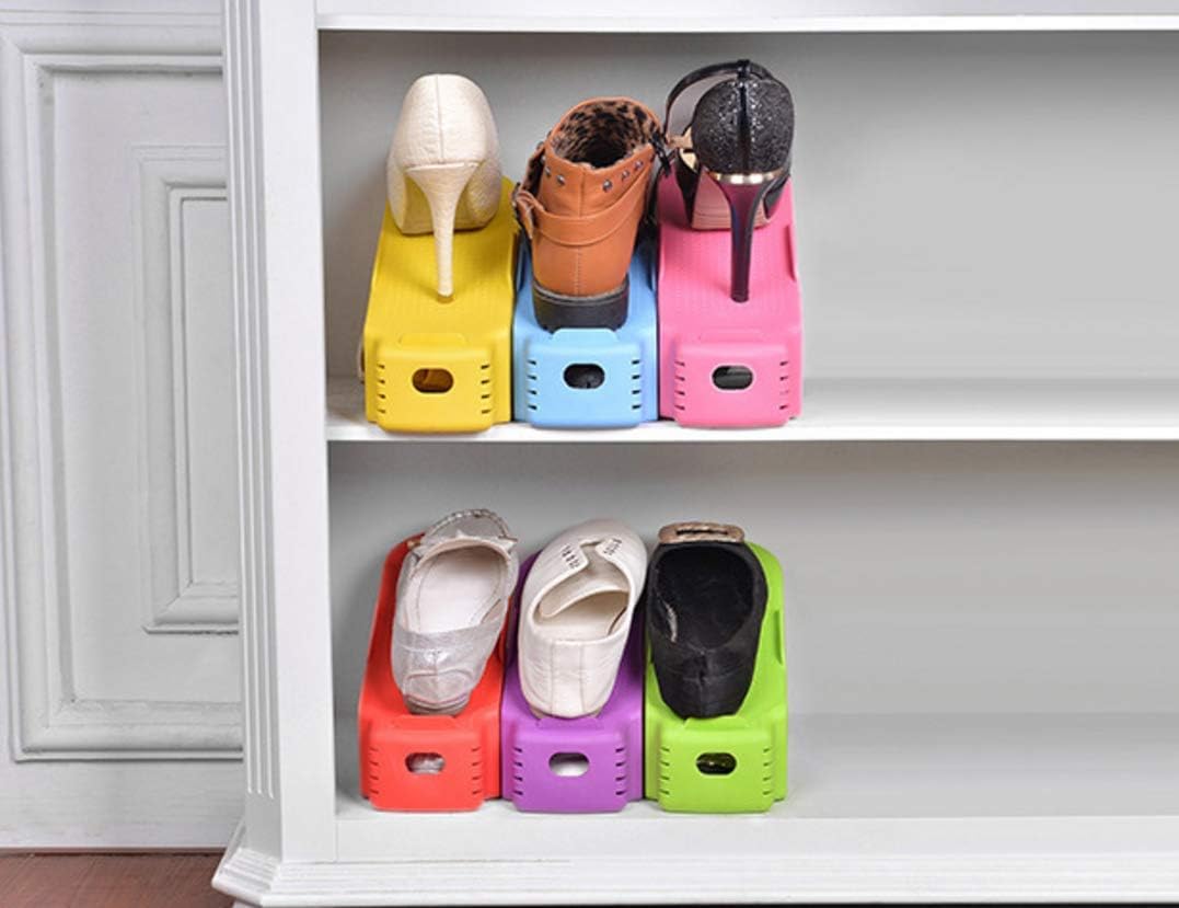HEOLI One-Piece Shoe Rack Adjustable Shoe Rack Double Layer Portable Shoe Storage Rack Space Saver(Yellow)