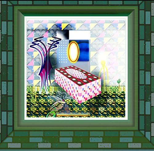 Enigmatic &amp; Intriguing, Digital, Home Decor Art; Museum Quality Fine Art Print, Paper, (Blue-Red-Pink, Square, Height-19.68 in)