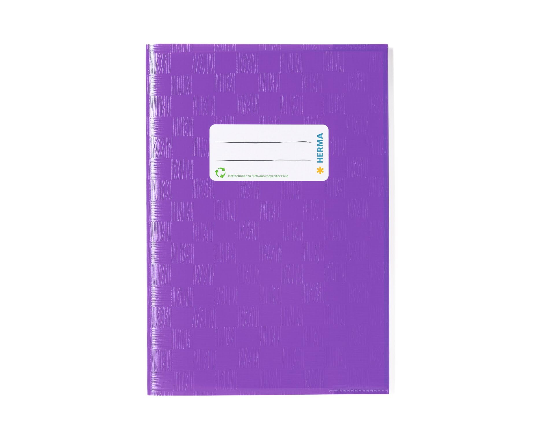 HERMA 7426 Notebook Covers A5 Raffia Purple Pack of 25 Notebook Covers with Label & Raffia Structure Made of Durable & Wipe-Clean Polypropylene Film, Exercise Book Cover for School Notebooks, Coloured