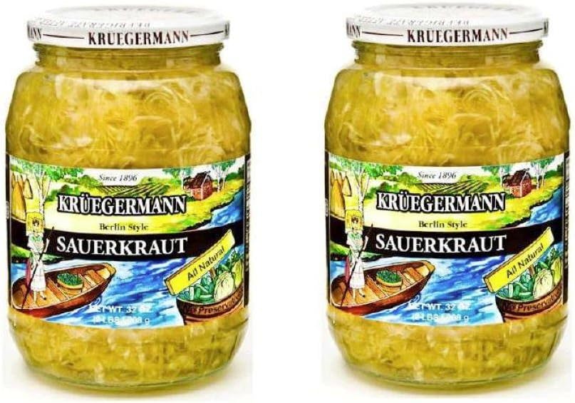 SHIPS FREE Get 2 (32 fl.oz) Sauerkraut Jars Kruegermann Gourmet Berlin Style (64 fl.oz)