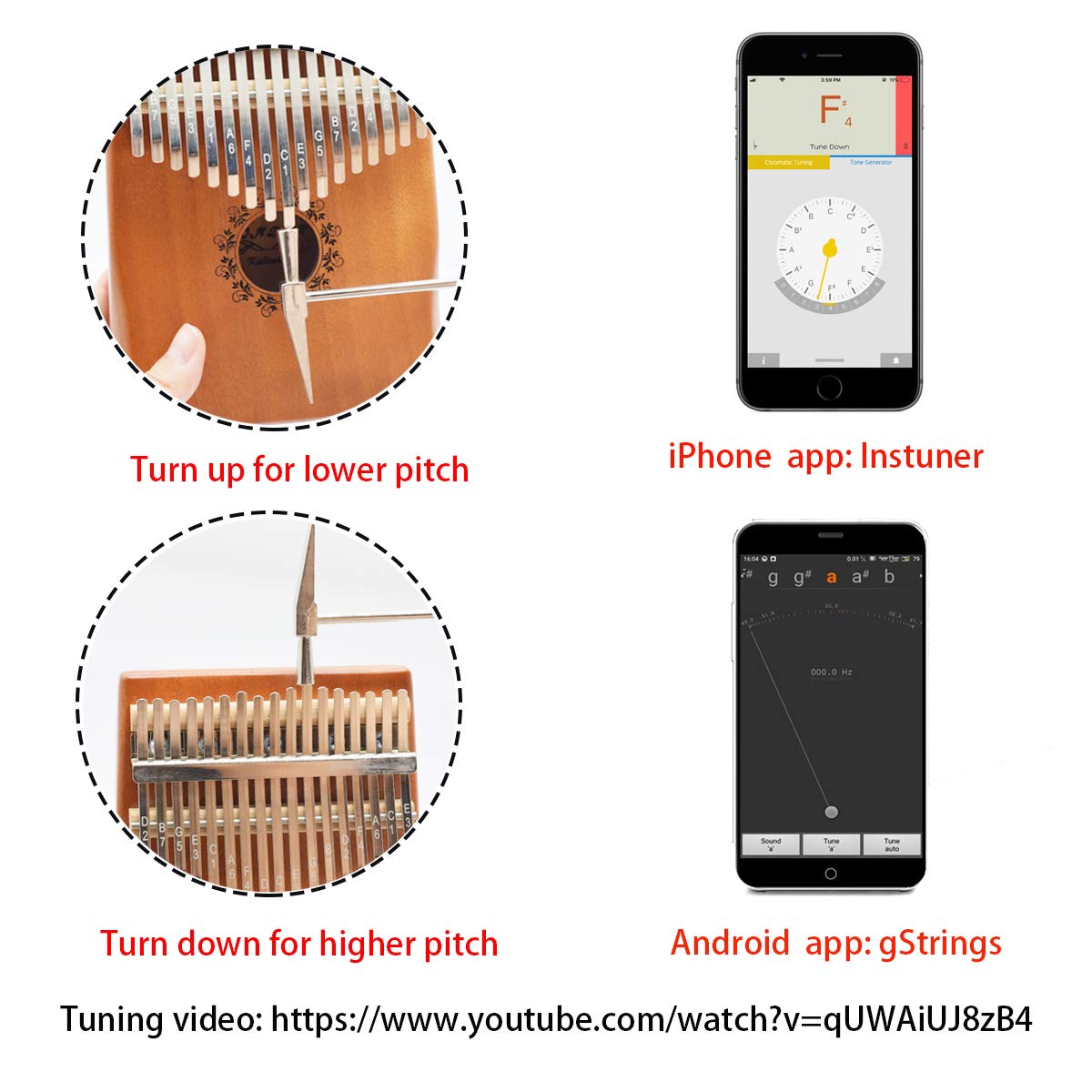 17 Key Kalimba Thumb Piano, Bindor Finger Piano Mbira Kalimba Solid Mahogany Body Portable Easy-to-learn Musical Instrument with Tuning Hammer