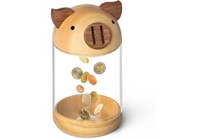 KOZSORT Wooden Piggy Bank for Kids, Cute Money Coin Bank for Boys Girls Toddler, Unbreakable Saving Money Jar Birthday for Kids