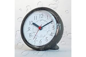 URWISE Shower Clock, Shower Clock Waterproof, Clocks for Bathroom, Silent Non-Ticking, Prevent Mist, with 3 suction cups (4 Inches Grey)