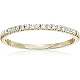 VIR JEWELS 1/5 cttw Pave Round Diamond Wedding Band for Women in 14K Yellow Gold Prong Set, Size 4.5-10