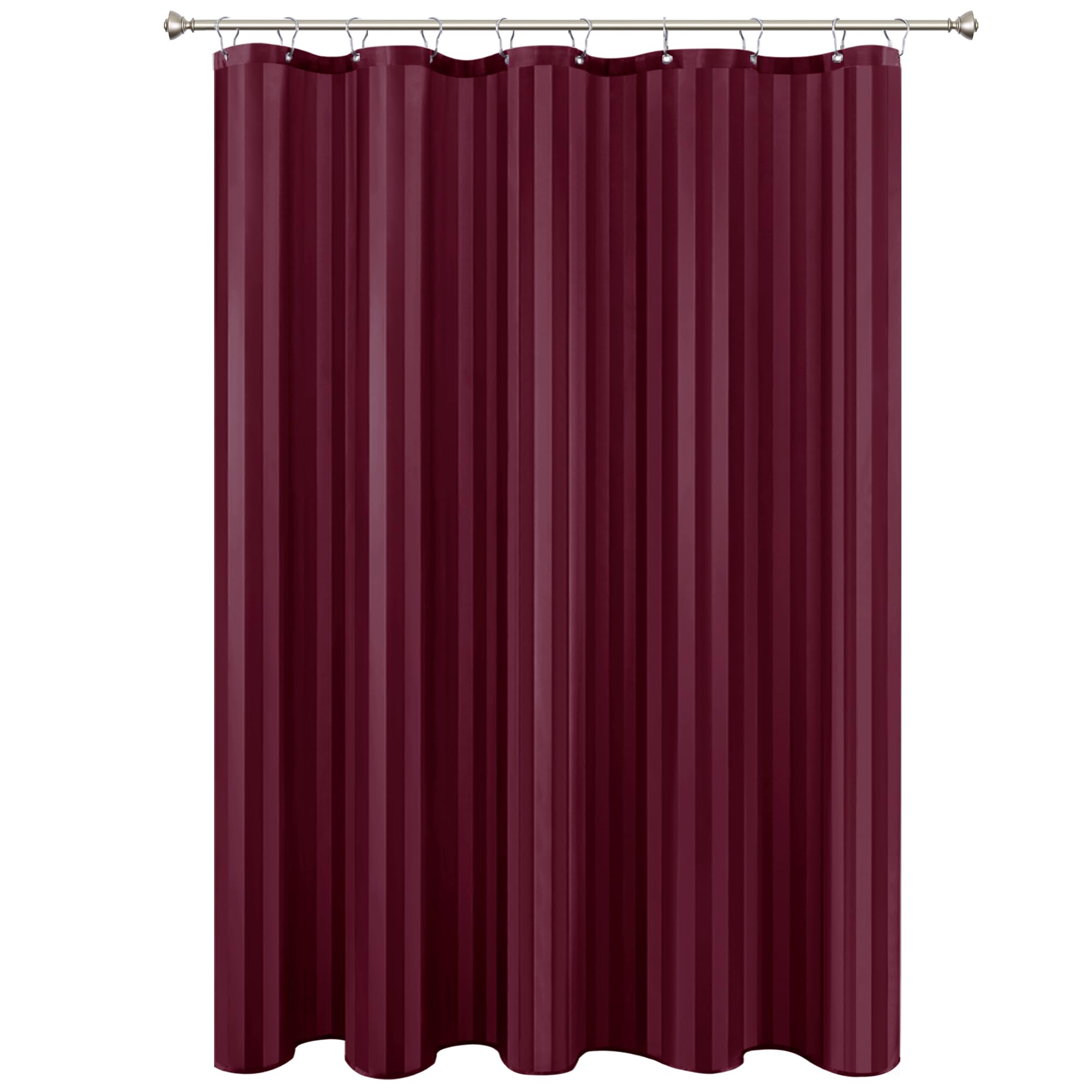 Biscaynebay Fabric Shower Curtain 72 x 72 Inches Burgundy Water Resistant Damask Stripe Bathroom Curtains Machine Washable